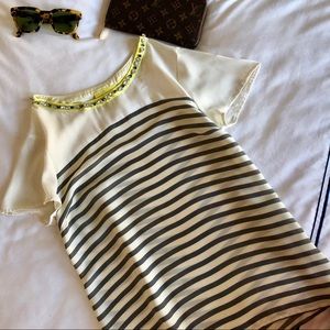 Maeve striped jewel neckline top